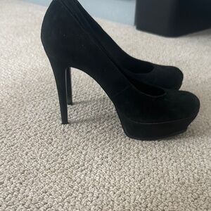 Pour La Victoire Black Suede Platform Stiletto Pumps